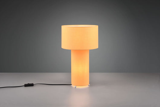 BALE LAMPADA DA TAVOLO BASE ILLUMINATA E PARALUME TESSUTO GIALLO H. 40CM 2 LUCI ATTACO E27