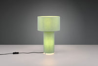 BALE LAMPADA DA TAVOLO BASE ILLUMINATA E PARALUME TESSUTO VERDE H. 40CM 2 LUCI ATTACO E27
