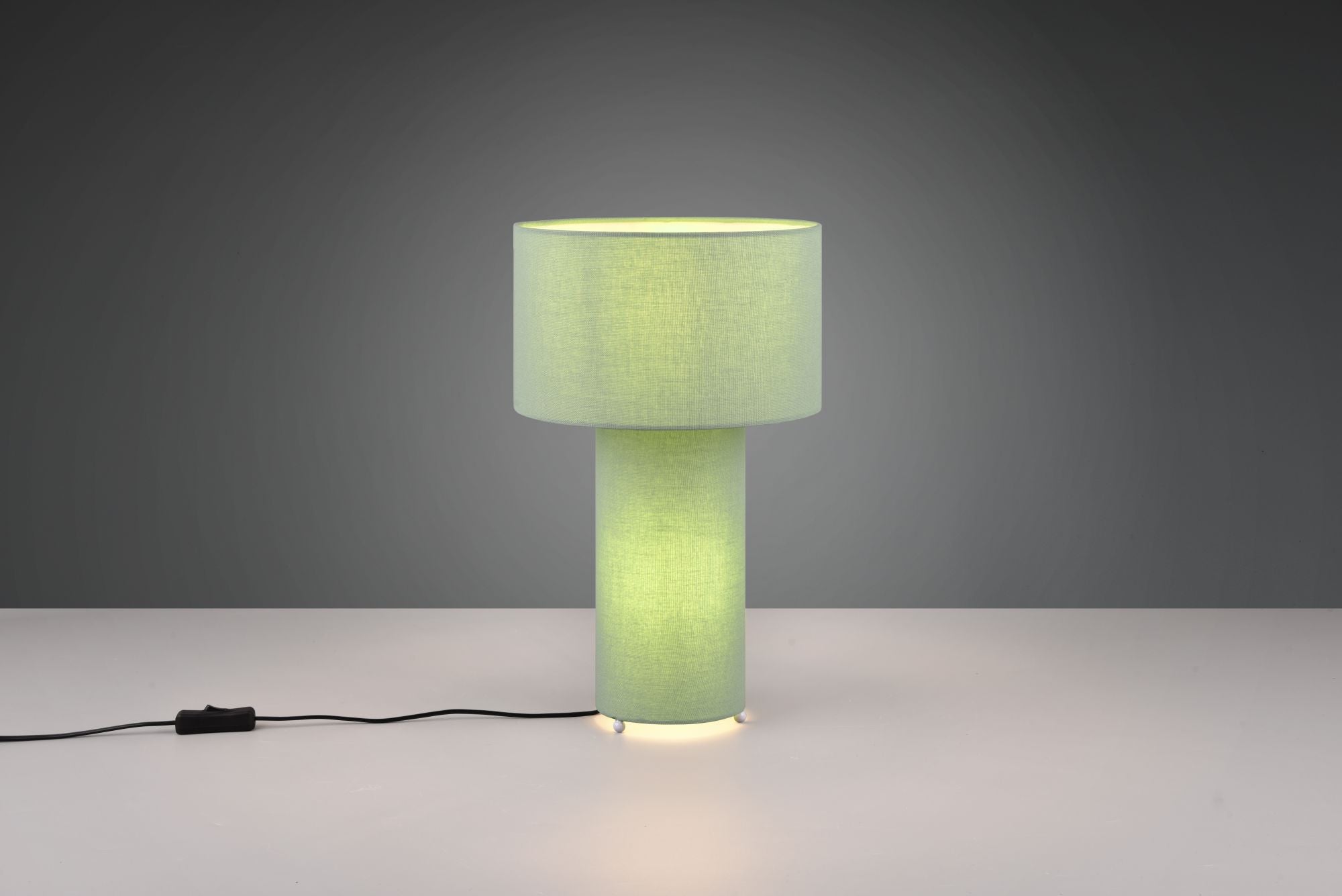 BALE LAMPADA DA TAVOLO BASE ILLUMINATA E PARALUME TESSUTO VERDE H. 40CM 2 LUCI ATTACO E27