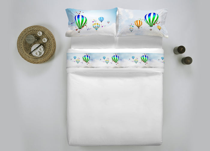 Completo Lenzuola Balzato Stampa Digitale Modello Fresh Dis. 28 Aria - Matrimoniale - Aria