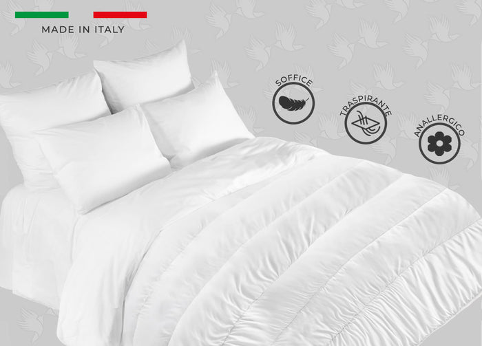 Interno Piumino Anallergico Piumone Estivo 100gr/mq Microfibra Colore Bianco Lavabile - Matrimoniale - Estivo