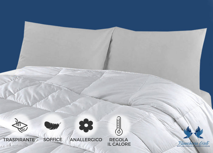 Interno Piumino Antiacaro Piumone Letto Invernale Anallergico 300gr Bianco Lavabile - Matrimoniale - Invernale