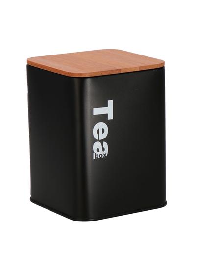 BARATTOLO TEA IN METALLO CON COPERCHIO IN BAMBOO Nero