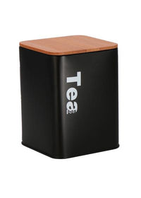 BARATTOLO TEA IN METALLO CON COPERCHIO IN BAMBOO Nero