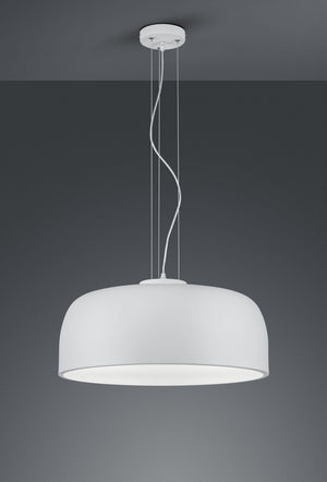 BARON SOSPENSIONE TONDA METALLO BIANCO CON DIFFUSORE SATINATO D.52 CM 4 LUCI ATTACCO E27