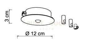 BASE-2R C Base a raggio d.12cm max 3 punti luce cromo