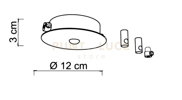 BASE-2R C Base a raggio d.12cm max 3 punti luce cromo