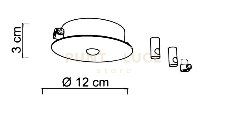BASE-2R C Base a raggio d.12cm max 3 punti luce cromo