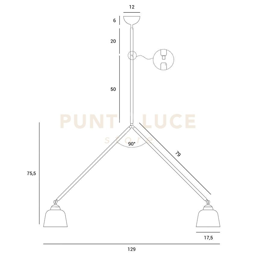 BASE-3E B BASE ELITTICA per sospensioni bianco opaco 3 luci