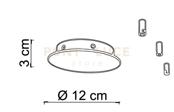 BASE-3R N BASE A RAGGIO nero opaco d.12cm 3 luci