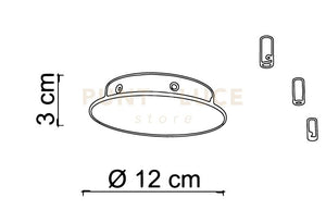 BASE-3R OS BASE A RAGGIO ottone spazzolato d.12cm 3 luci