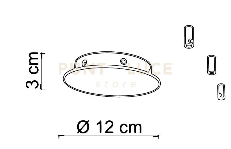 BASE-3R OS BASE A RAGGIO ottone spazzolato d.12cm 3 luci