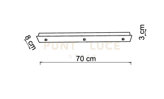 BASE-3RE B LED Base rettangolare 3 luci bianco opaco l.70cm led incluso
