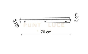 BASE-3RE C base rettangolare 3 luci cromo l.70cm