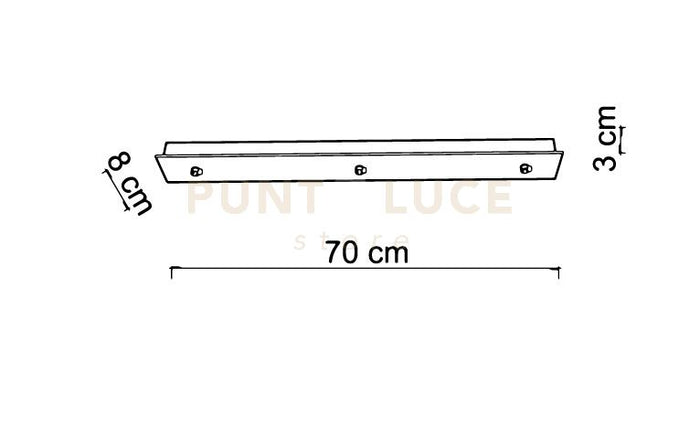BASE-3RE OS LED Base rettangolare 3 luci ottone spazzolato l.70cm led incluso