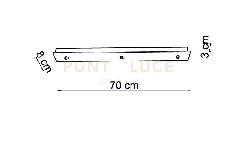 BASE-3RE OS LED Base rettangolare 3 luci ottone spazzolato l.70cm led incluso