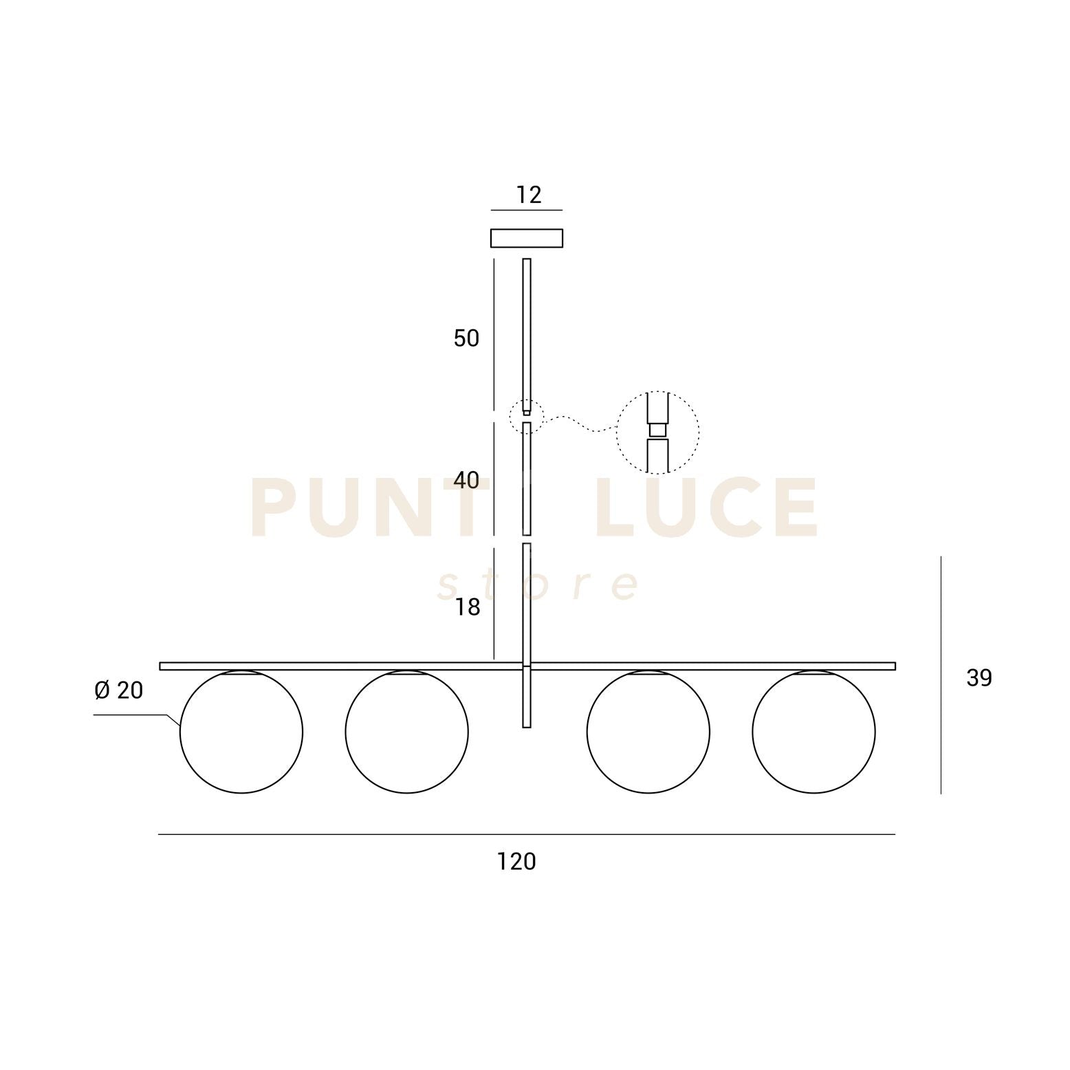 BASE-4L C LED Base cromo tonda d.38cm 4 luci led incluso