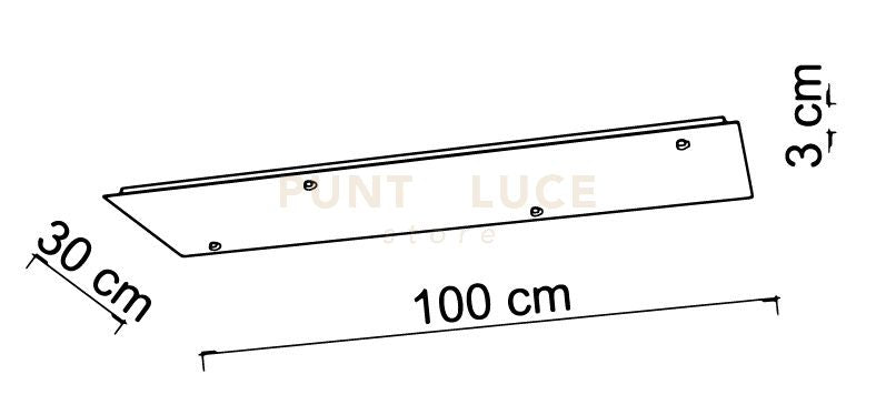 BASE-4RE N LED  Base rettangolare 100cm nero opaco rettangolare 4 luci led integrato