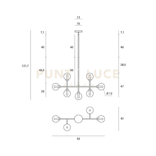 BASE-5L OS base tonda d.60cm ottone spazzolato 5 luci