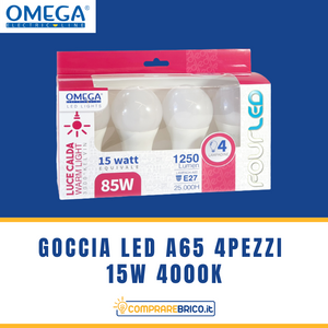 GOCCIA LED : Set in scatola 4Pz A65-15W 4000K D12G12 Driver HQ