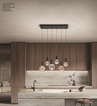 BASE PER SOSPENSIONE GOLF A LED 6 LUCI 3000K 3847LM 72W NERO MATTO RETTANGOLARE