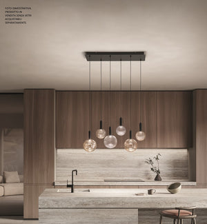 BASE PER SOSPENSIONE GOLF A LED 6 LUCI 3000K 3847LM 72W NERO MATTO RETTANGOLARE