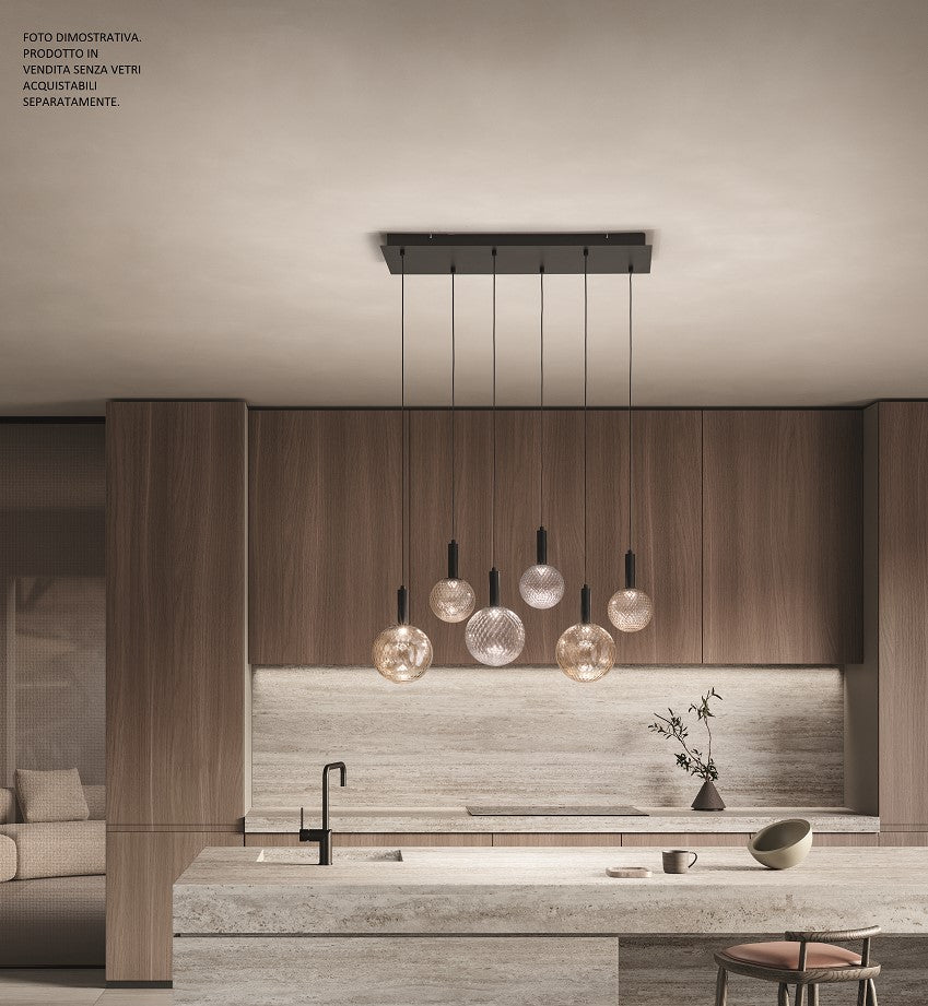 BASE PER SOSPENSIONE GOLF A LED 6 LUCI 3000K 3847LM 72W NERO MATTO RETTANGOLARE