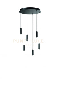 BASE TONDA PER SOSPENSIONE GOLF A LED 6 LUCI 3000K 3847LM 72W NERO MATTO