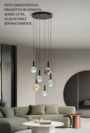 BASE TONDA PER SOSPENSIONE GOLF A LED 6 LUCI 3000K 3847LM 72W NERO MATTO