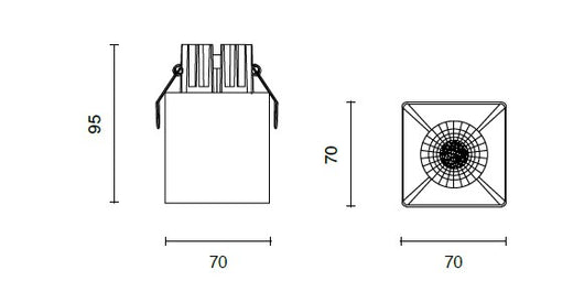 BATH FARETTO DA INCASSO A LED BIANCO 3000K 9W 585LM IP54 7X7CM