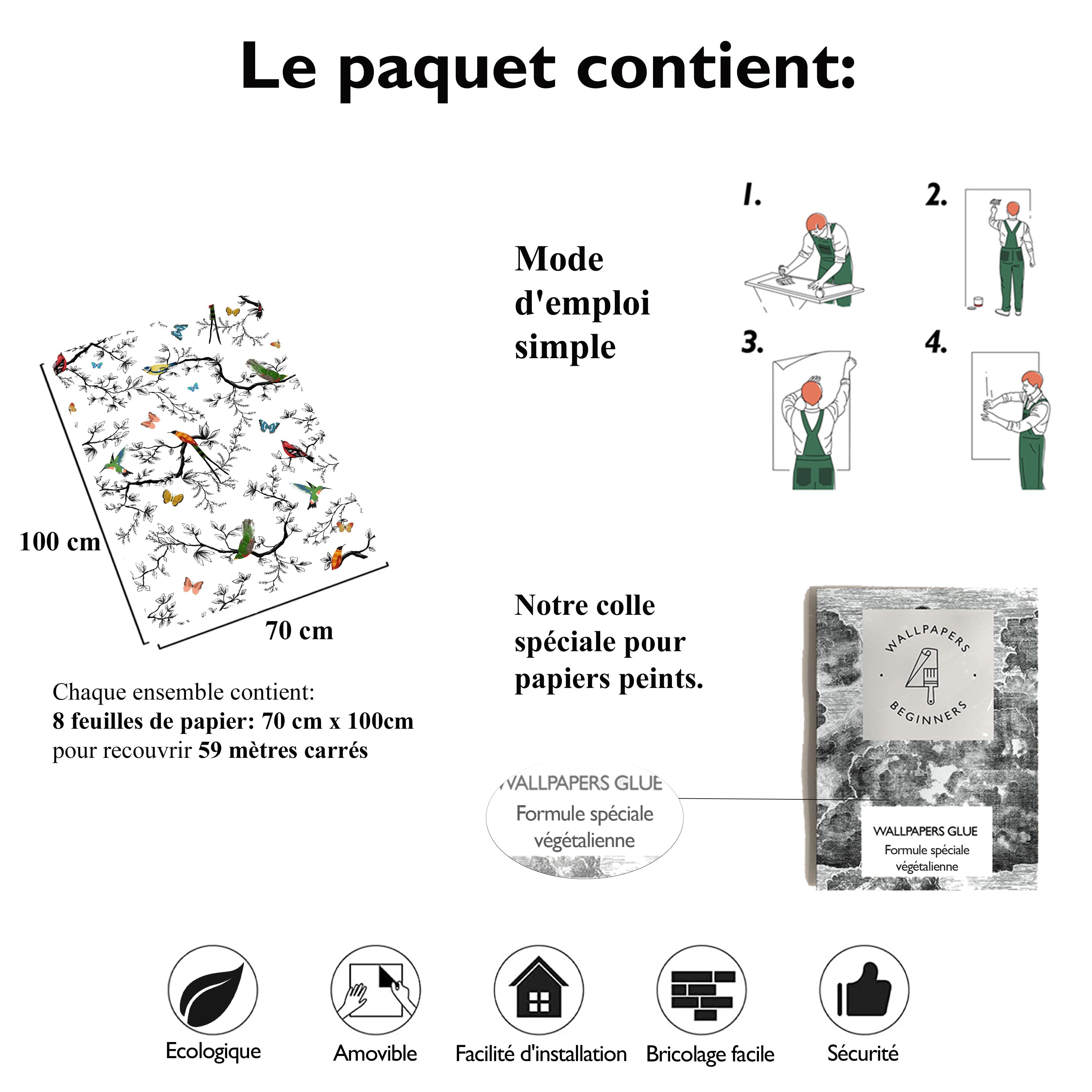 Carta da Parati Battito di Ali Carta Vegana 250x200cm 5,5mq 