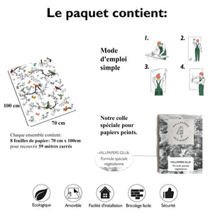 Carta da Parati Battito di Ali Carta Vegana 250x200cm 5,5mq 