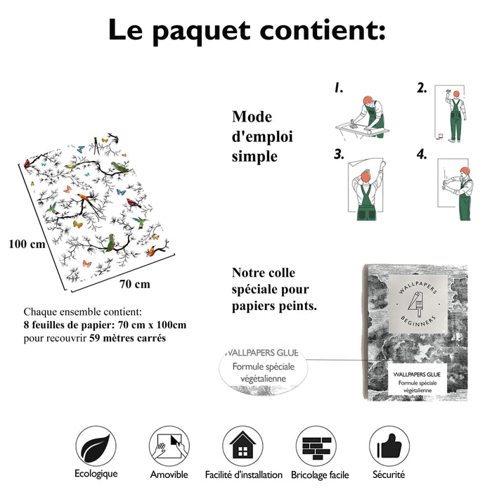 Carta da Parati Battito di Ali Carta Vegana 250x200cm 5,5mq 