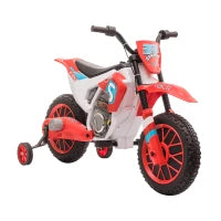 Moto da Cross Elettrica per Bambini da 3-5 Anni, Moto Elettrica per Bambini con Batteria 12V Ricaricabile e Rotelline Rimovibili, 106.5x51.5x68cm, Rosso