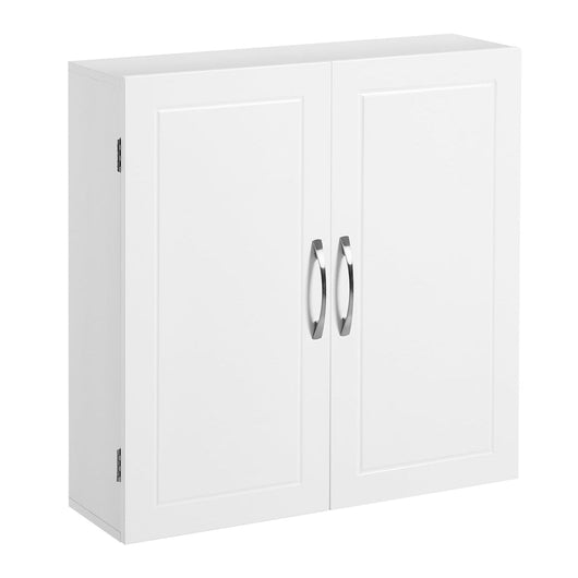 Mobile da bagno pensile pensile portaoggetti 2 ante con 2 ripiani regolabili 60 x 18 x 60 cm stile nordico scandinavo bianco opaco 12_0006492