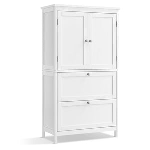 Mobiletto da bagno mobiletto da cucina mobiletto con 2 cassetti e 2 ante ripiani regolabili 30 x 60 x 110 cm bianco 12_0004021