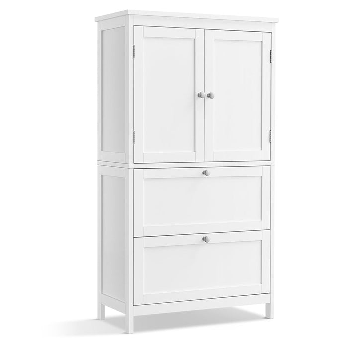 Mobiletto da bagno mobiletto da cucina mobiletto con 2 cassetti e 2 ante ripiani regolabili 30 x 60 x 110 cm bianco 12_0004021