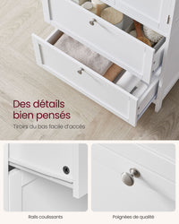 Mobiletto da bagno mobiletto da cucina mobiletto con 2 cassetti e 2 ante ripiani regolabili 30 x 60 x 110 cm bianco 12_0004021