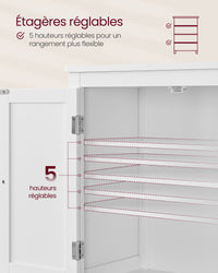 Mobiletto da bagno mobiletto da cucina mobiletto con 2 cassetti e 2 ante ripiani regolabili 30 x 60 x 110 cm bianco 12_0004023