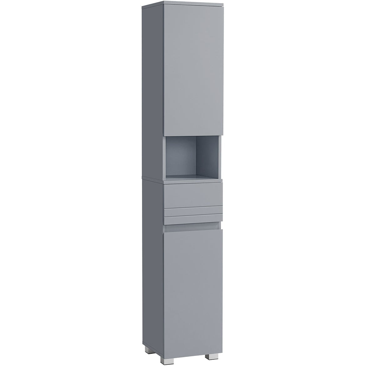 Mobiletto bagno colonna contenitore con cassetto ripiani regolabili scomparti 30 x 30 x 170 cm grigio 12_0004019