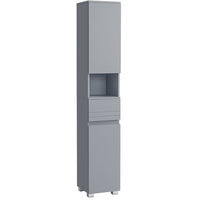 Mobiletto bagno colonna contenitore con cassetto ripiani regolabili scomparti 30 x 30 x 170 cm grigio 12_0004019