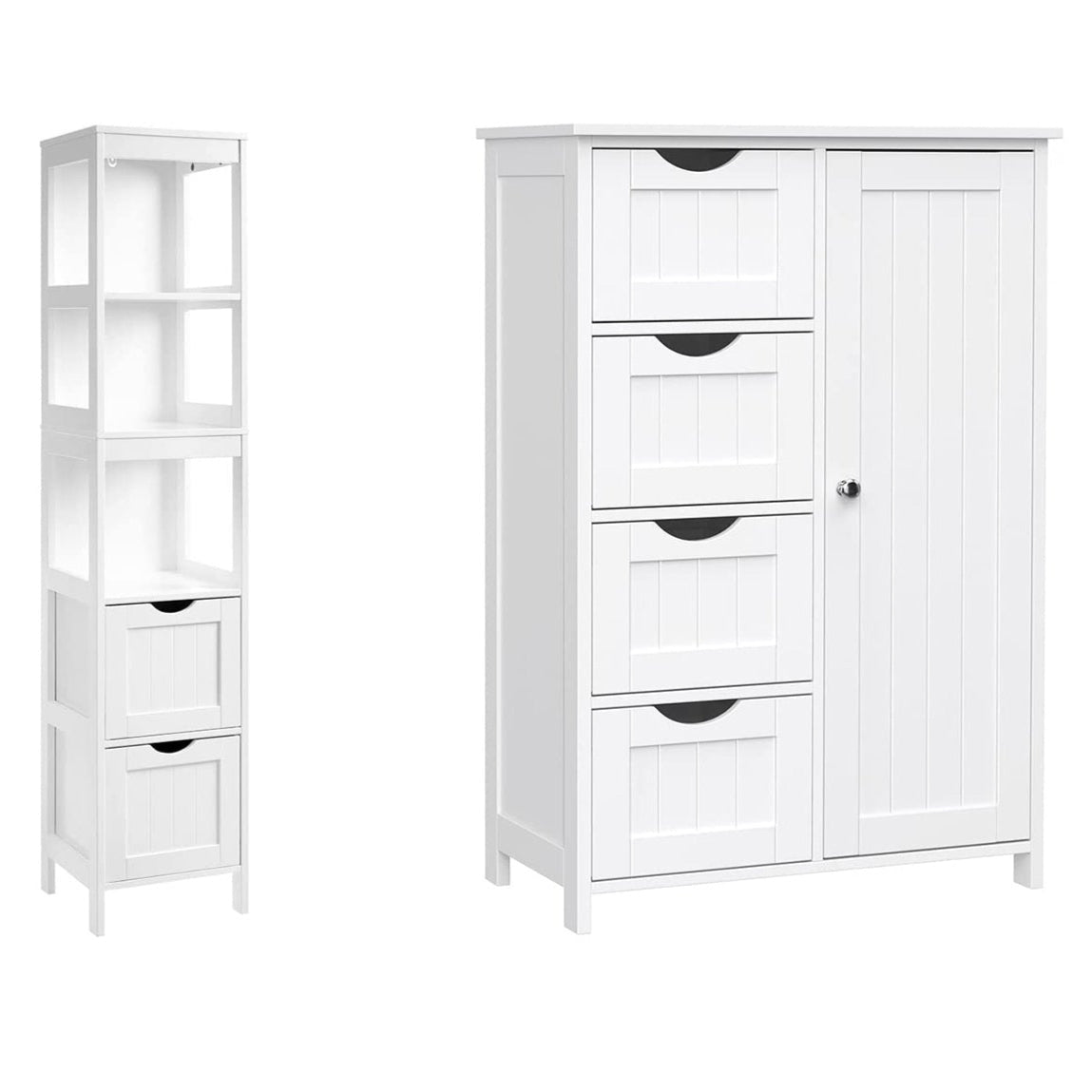 Set di 2 mobili da bagno con cassettiera aperta stile moderno soggiorno cucina bianco 12_0004029