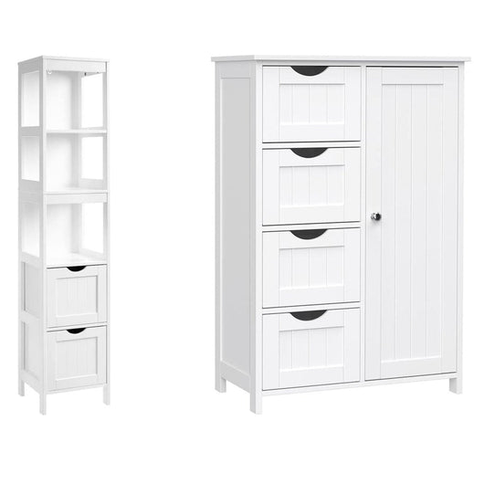 Set di 2 mobili da bagno con cassettiera aperta stile moderno soggiorno cucina bianco 12_0004029