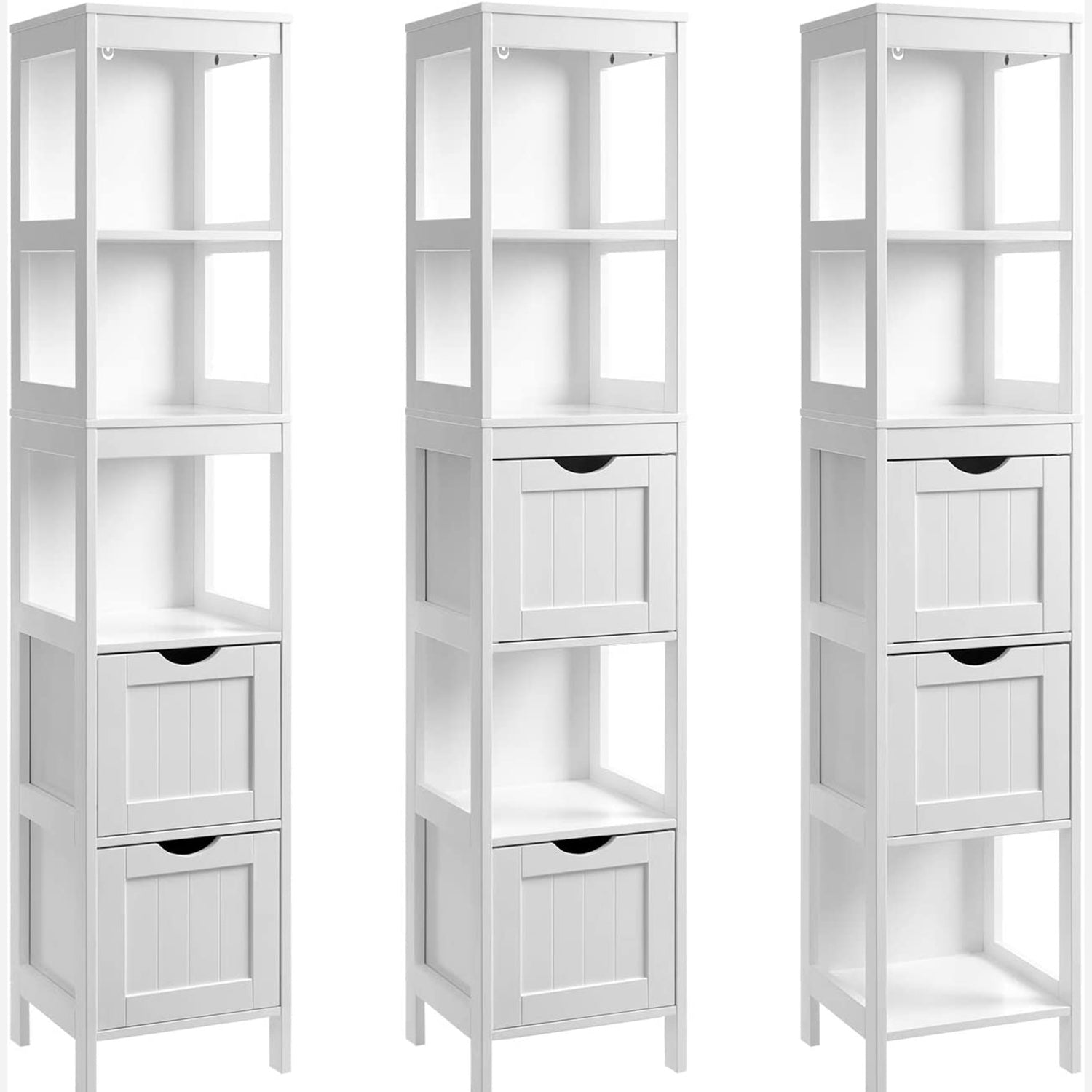 Set di 2 mobili da bagno con cassettiera aperta stile moderno soggiorno cucina bianco 12_0004029