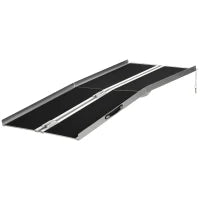 Rampa Pieghevole per Sedia a Rotelle in Alluminio con Rivestimento Antiscivolo e Bordi di Sicurezza, 183x73.5 cm, Nero