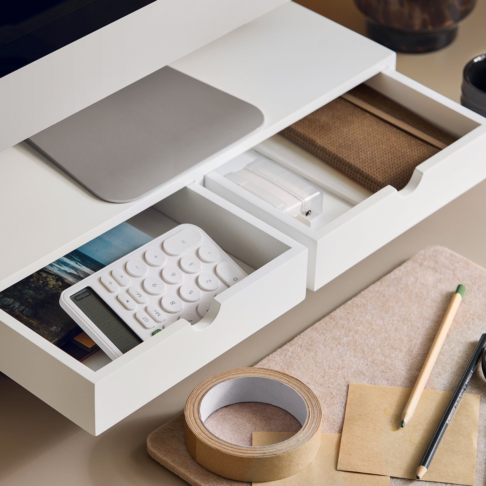 Supporto Monitor pc da scrivania Organizer scrivania Altezza 11 cm Bianco BBF02-W