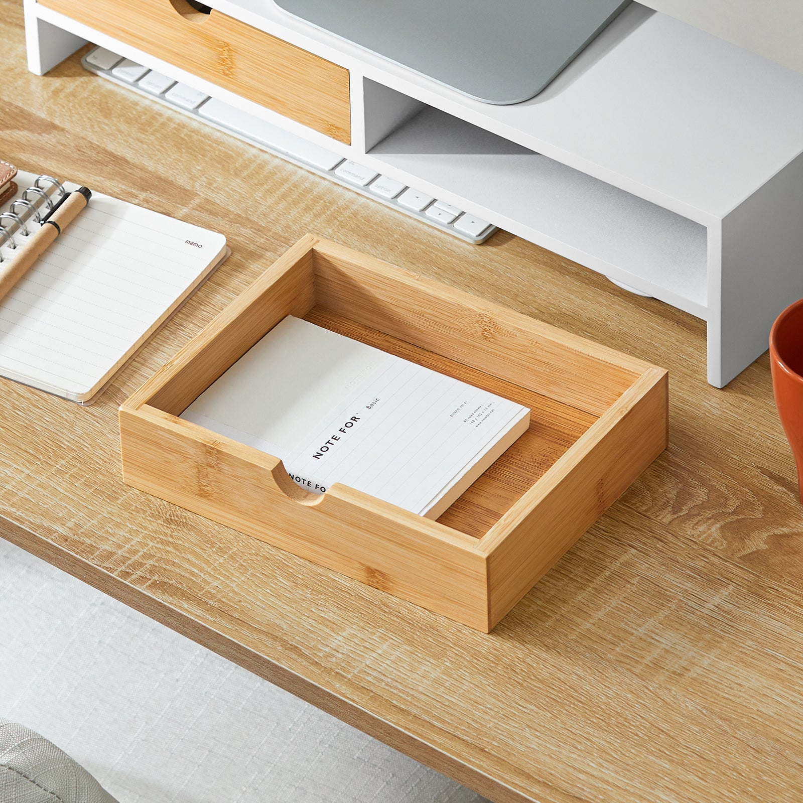 supporto per monitor pc scrivania Organizer scrivania rialzo monitor Con 2 cassetti BBF02-WN