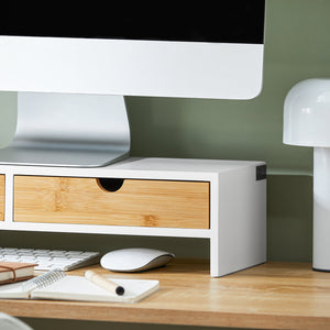 supporto per monitor pc scrivania Organizer scrivania rialzo monitor Con 2 cassetti BBF02-WN