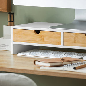 supporto per monitor pc scrivania Organizer scrivania rialzo monitor Con 2 cassetti BBF02-WN