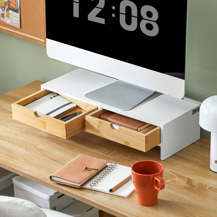 supporto per monitor pc scrivania Organizer scrivania rialzo monitor Con 2 cassetti BBF02-WN